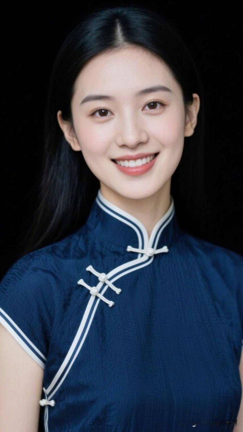🌸 墨色绸裹住岁月的温，盘扣如诗绽在襟前，她的存在就是把古典揉进了鲜活的风里。