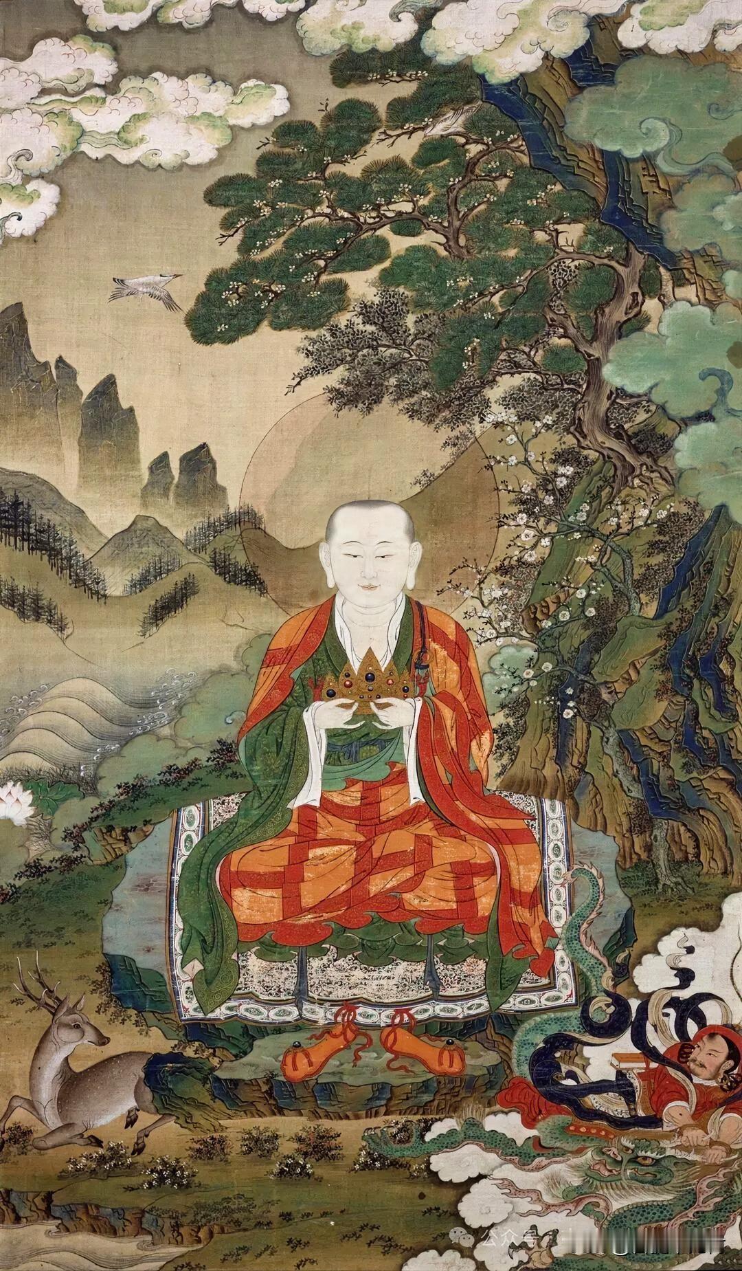 一幅清代古画，读懂“密行第一”的罗睺罗
 
这是珍贵的清代绢本佛画，描绘的正是罗