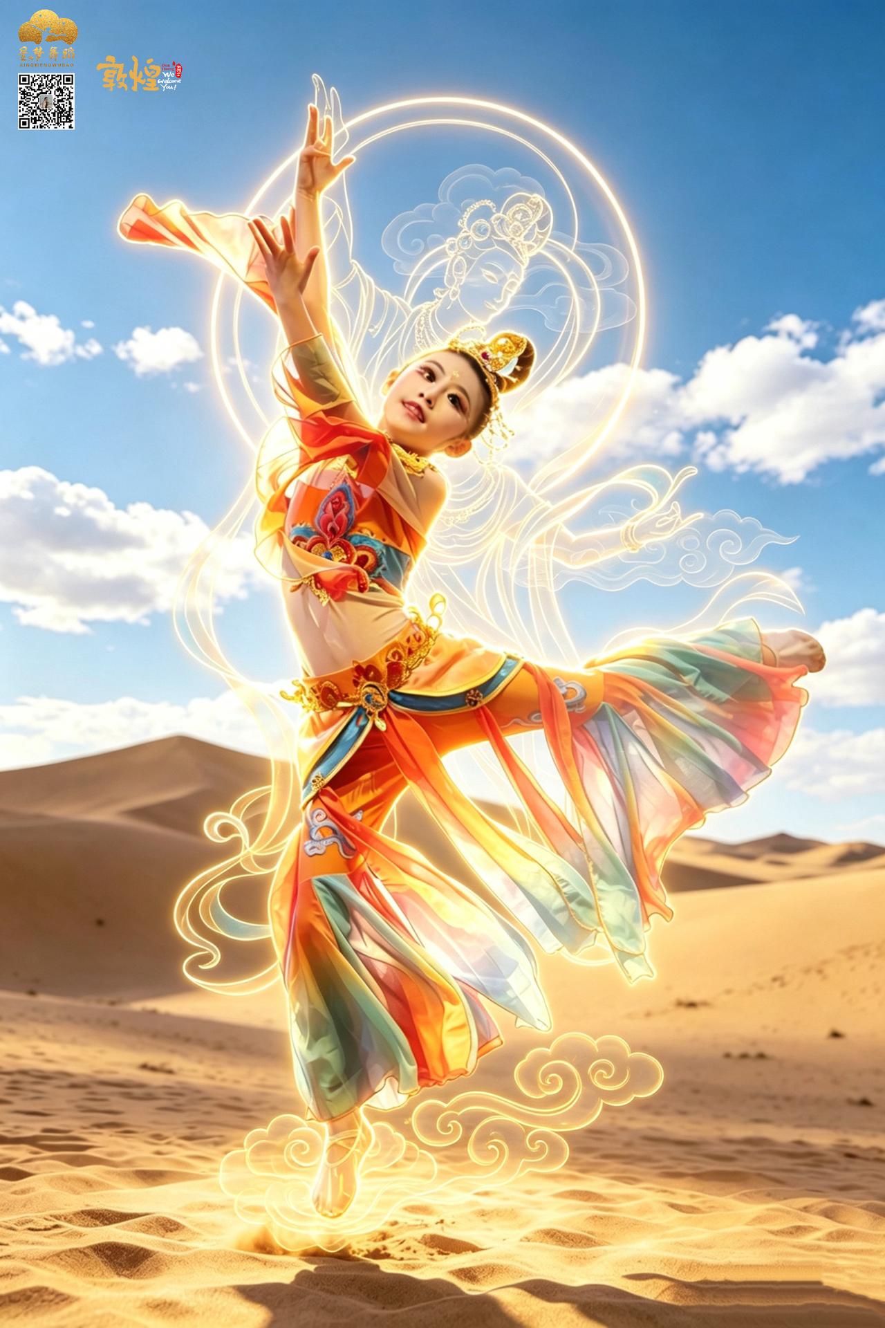 敦煌飞天 敦煌舞韵 敦煌舞蹈 沙漠中的敦煌飞天 敦煌飞天造型