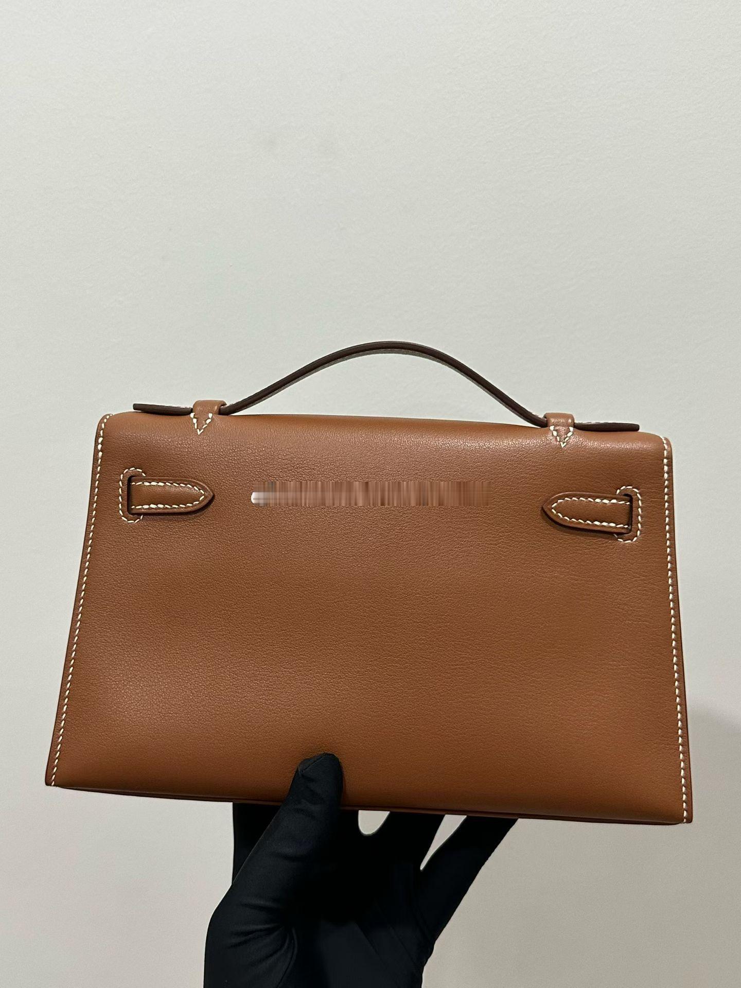 一代 pochette swift皮 金棕色 银扣爱马仕hermes ​​​