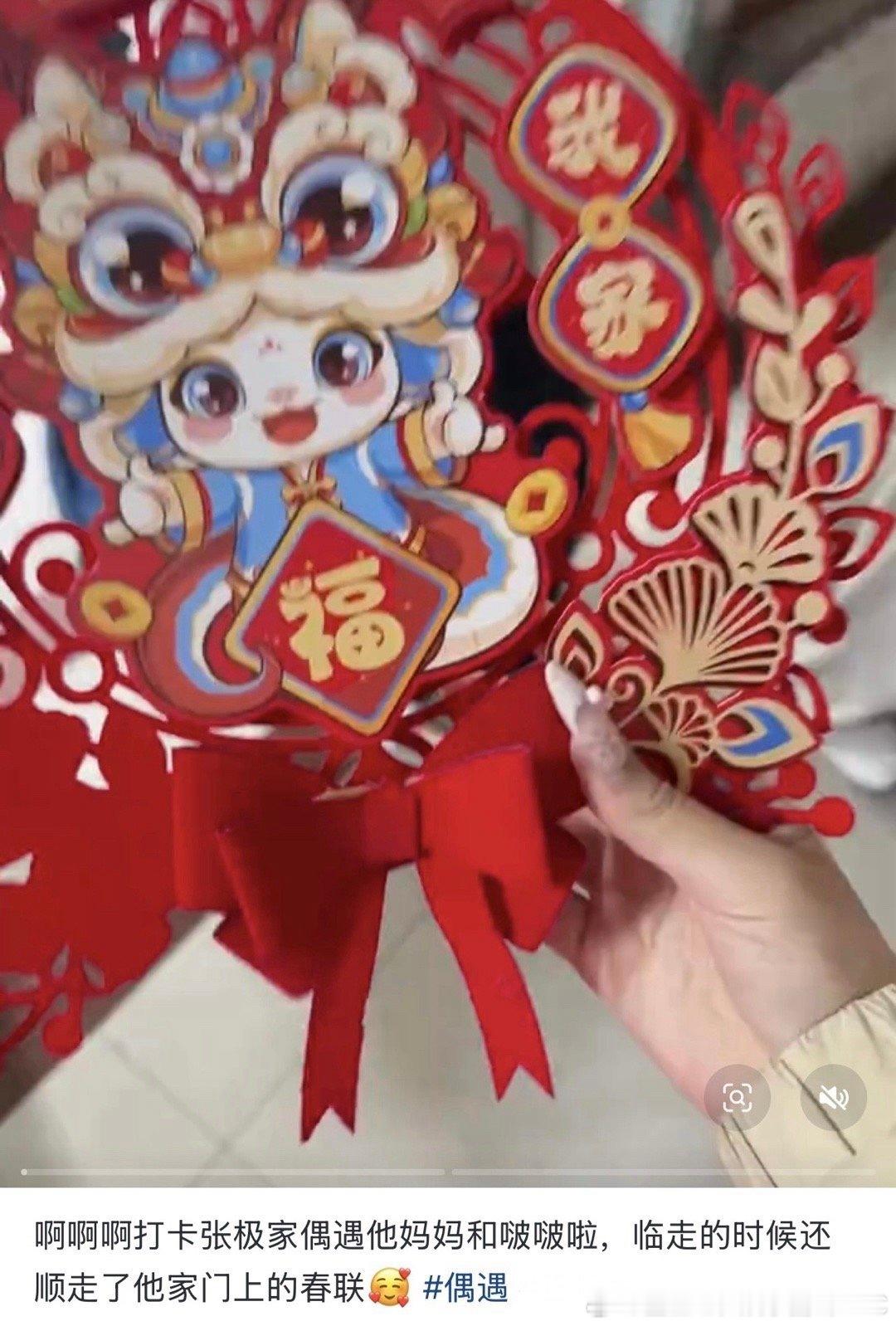 私生大过年的顺走张极家的春联…… 这不小偷吗 