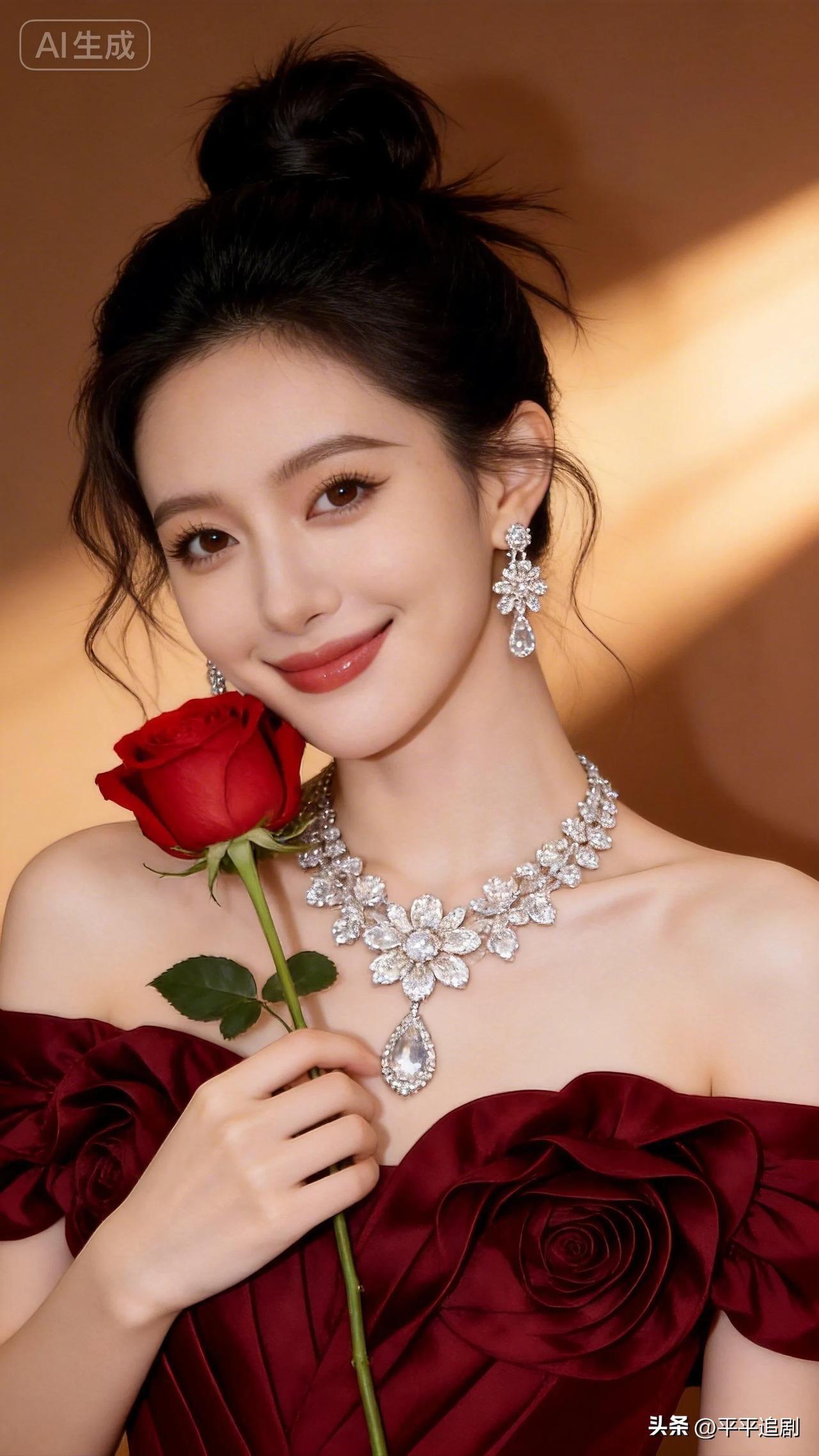 什么年龄段的女人最有女人味?
以玫瑰为信，赴一场优雅之约，红裙与钻饰相映，是藏在