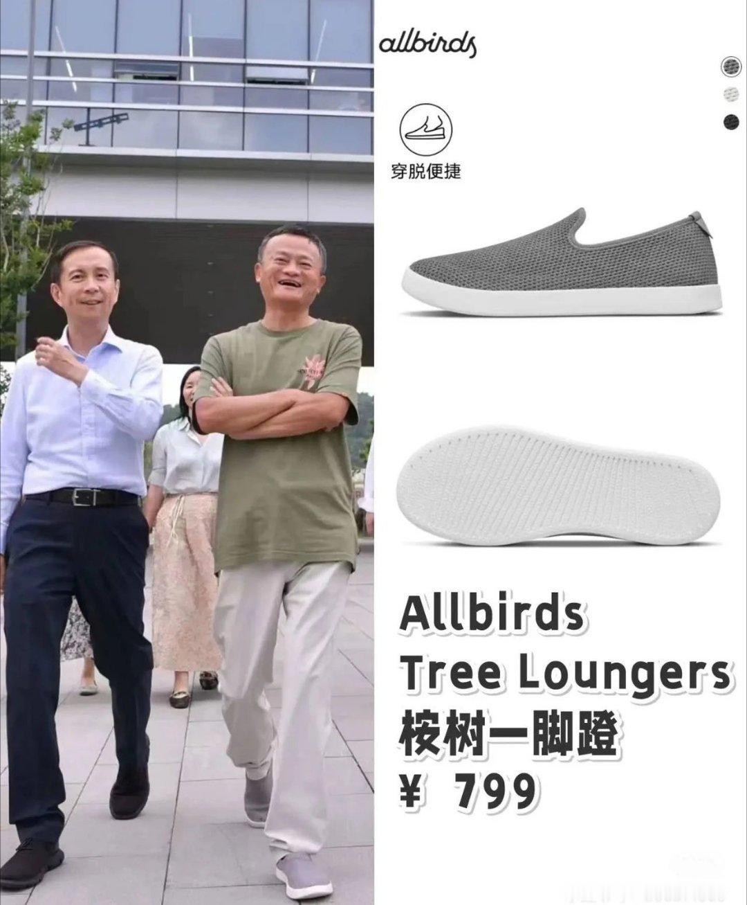 马云穿的是来时尚环保鞋牌Allbirds，品牌主打舒适性、优秀的设计以及天然的环