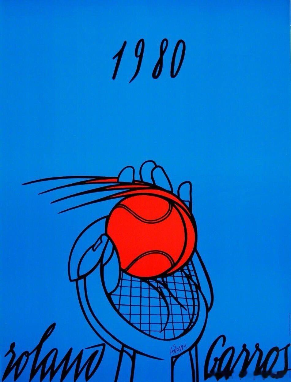 履程趣事[超话] 法网  1980–2025年的法网海报绘制，极富艺术感🎾~I