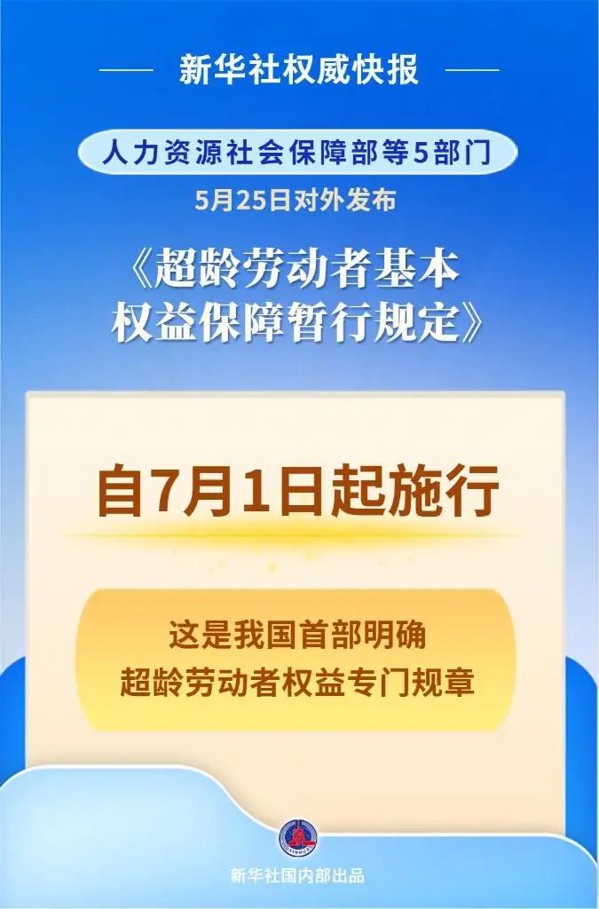 超龄劳动者的基本权益终于有保障了！

超龄劳动者，顾名思义就是超过法定退休年龄的