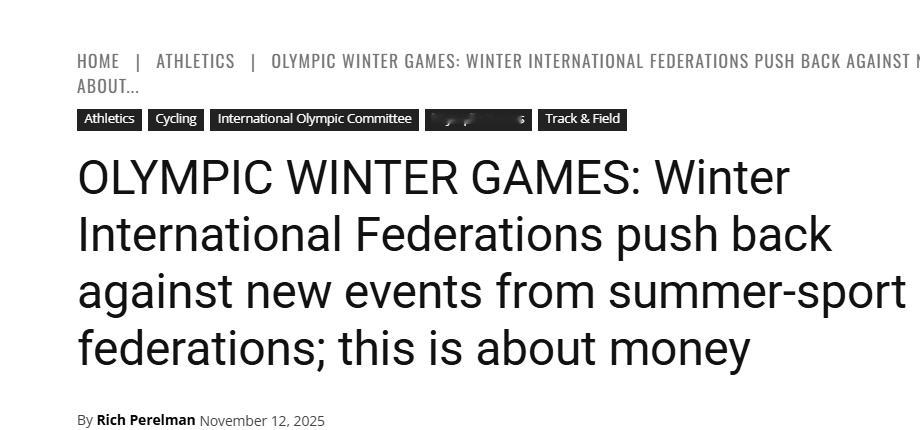 体坛又在悄悄吵架~田联和自行车联盟想把非奥项放冬奥会去，冬季项目联合发声明反对【