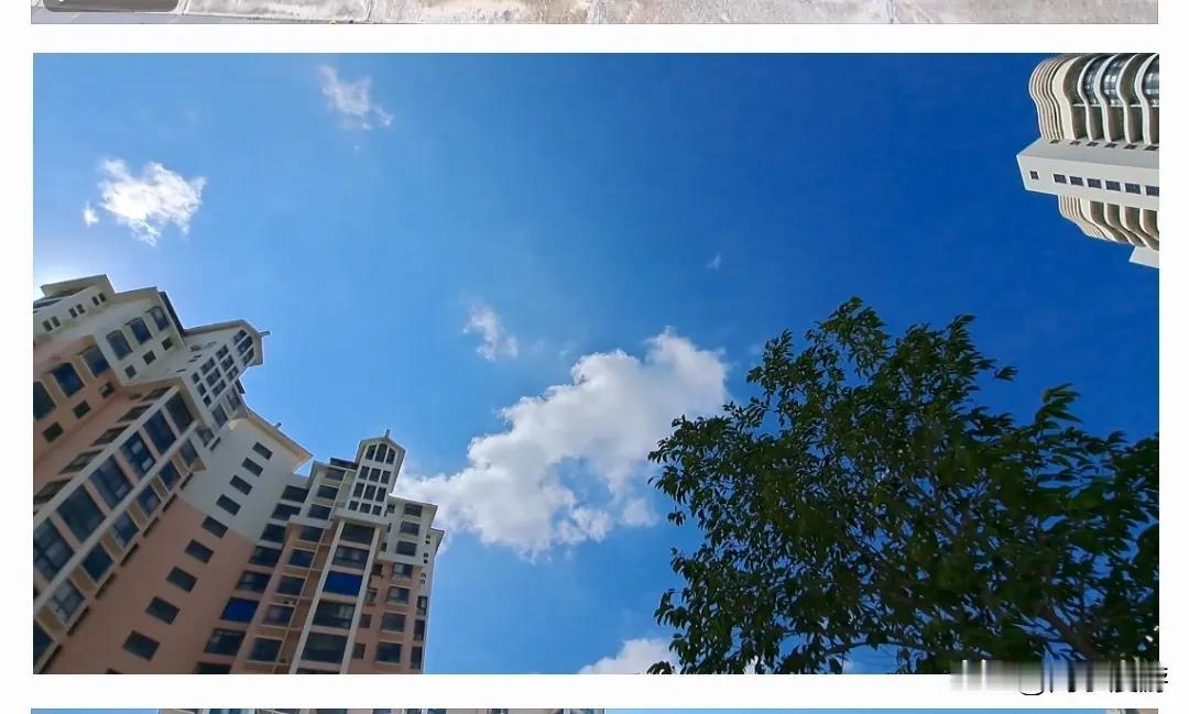 还有比这更蓝的天空吗？
天幕蓝像水洗过一样，
干净、清纯。
天幕上，
飘着几朵白