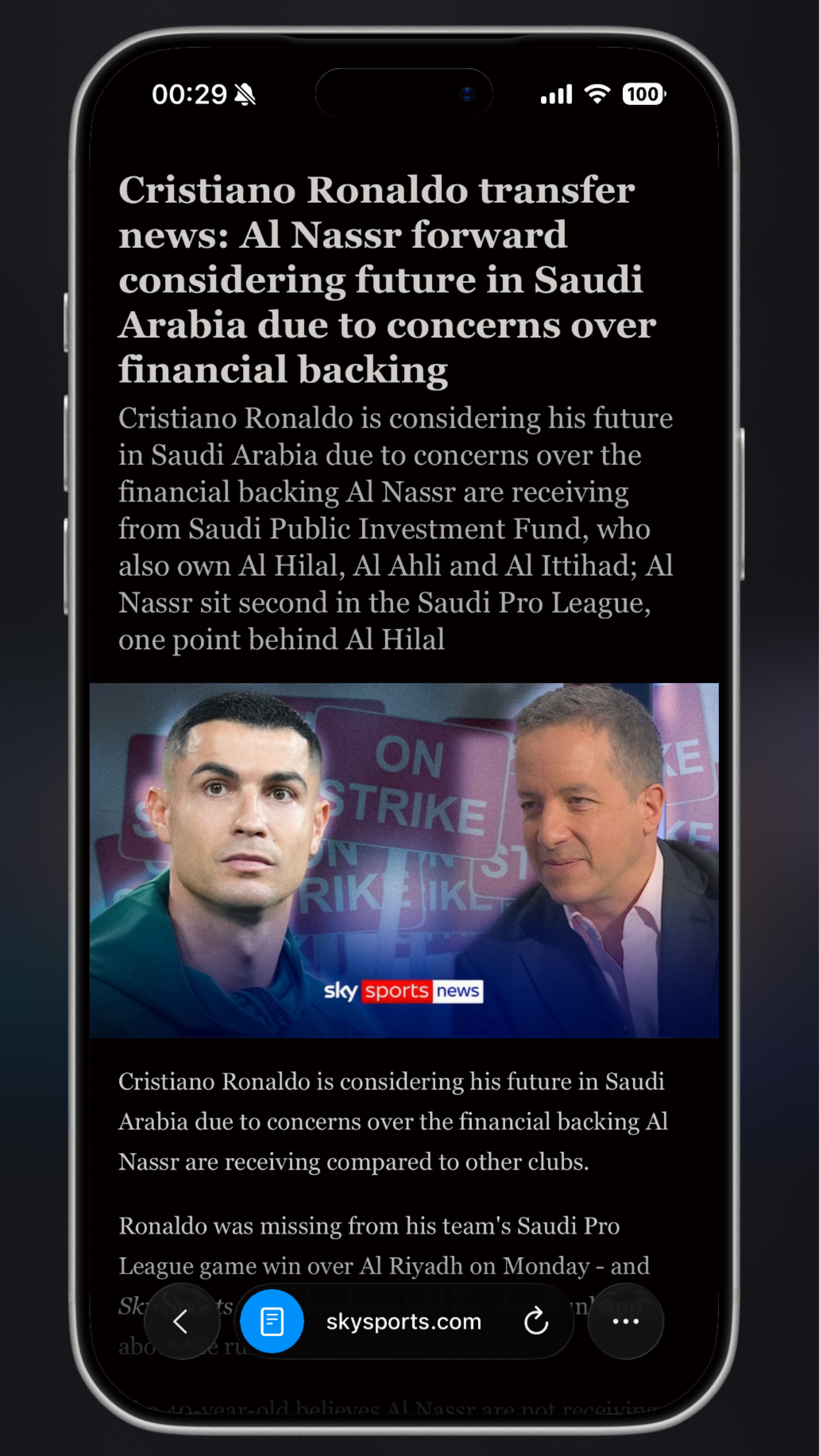 C罗正在考虑在沙特的未来 🛑 据“SkySports天空体育”报道，C罗正在认