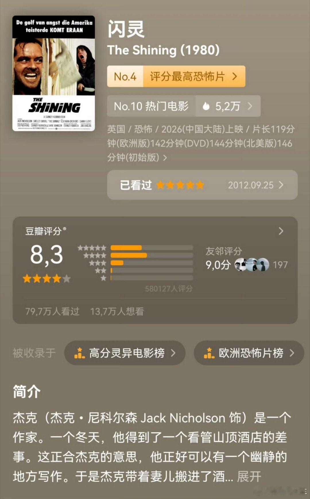 我寻思是劳斯莱斯闪灵呢，原来是外国经典恐怖片《闪灵》，有看过的吗？闪灵