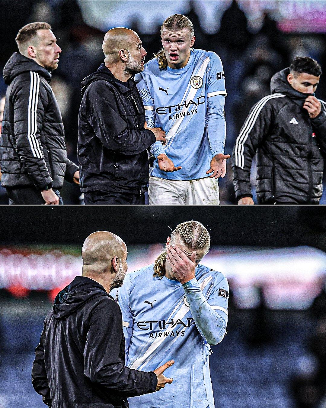 【瓜帅赛后安抚哈兰德】曼城3-2利兹联，此役是哈兰德加盟曼城以来存在感最低的比赛