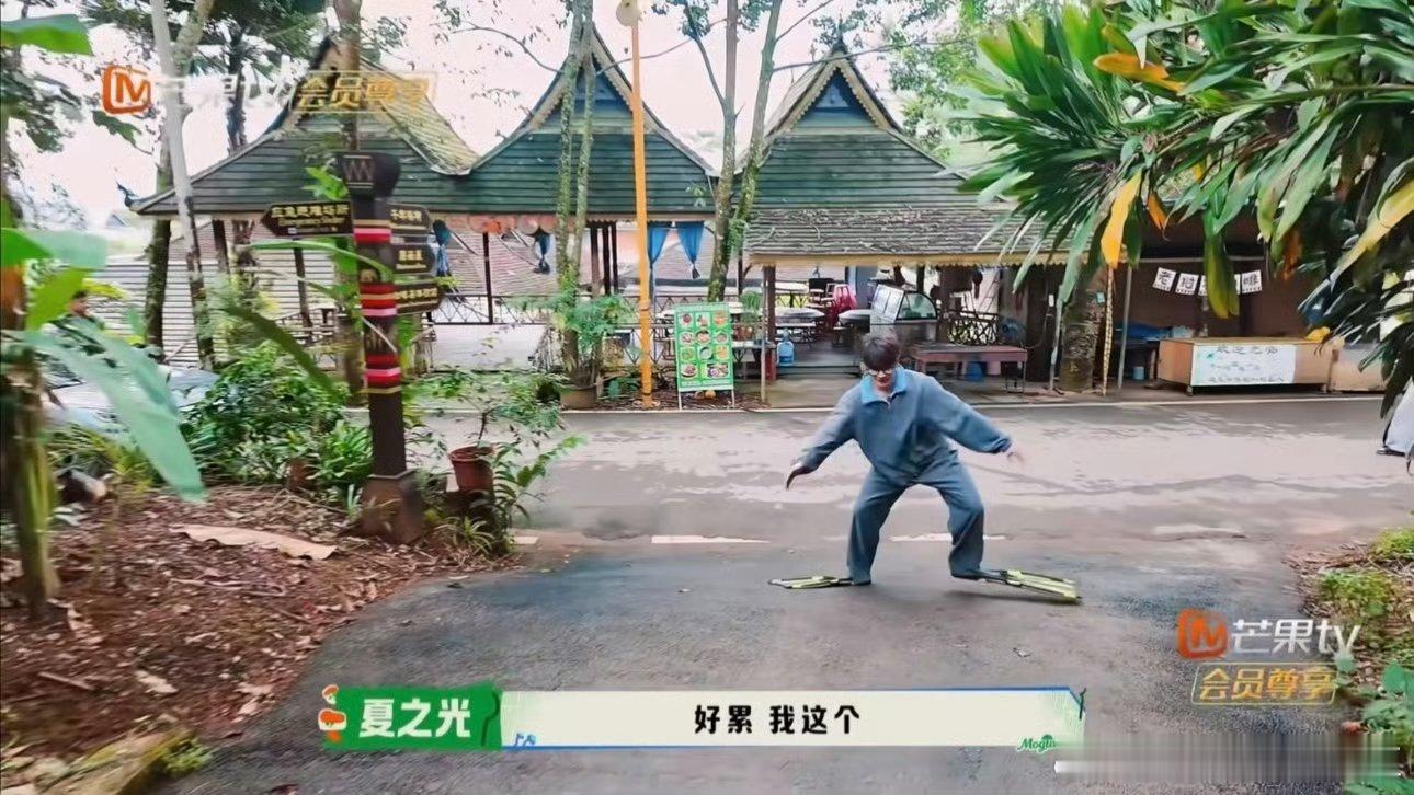 夏之光开团秒跟这一块 蘑菇屋名场面+1！夏之光鸭掌蹼艰难迈步，张颜齐拎鞋开跑秒跟