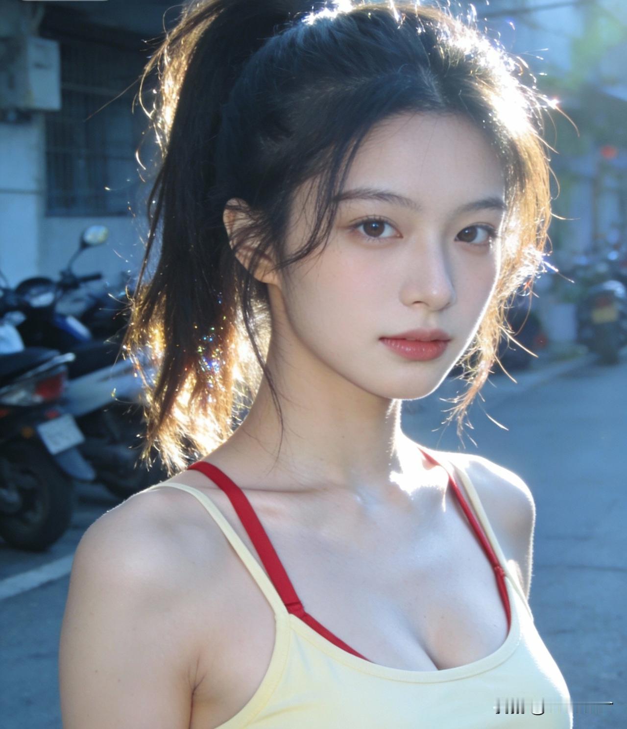 阳光下的少女，散发着青春的光芒