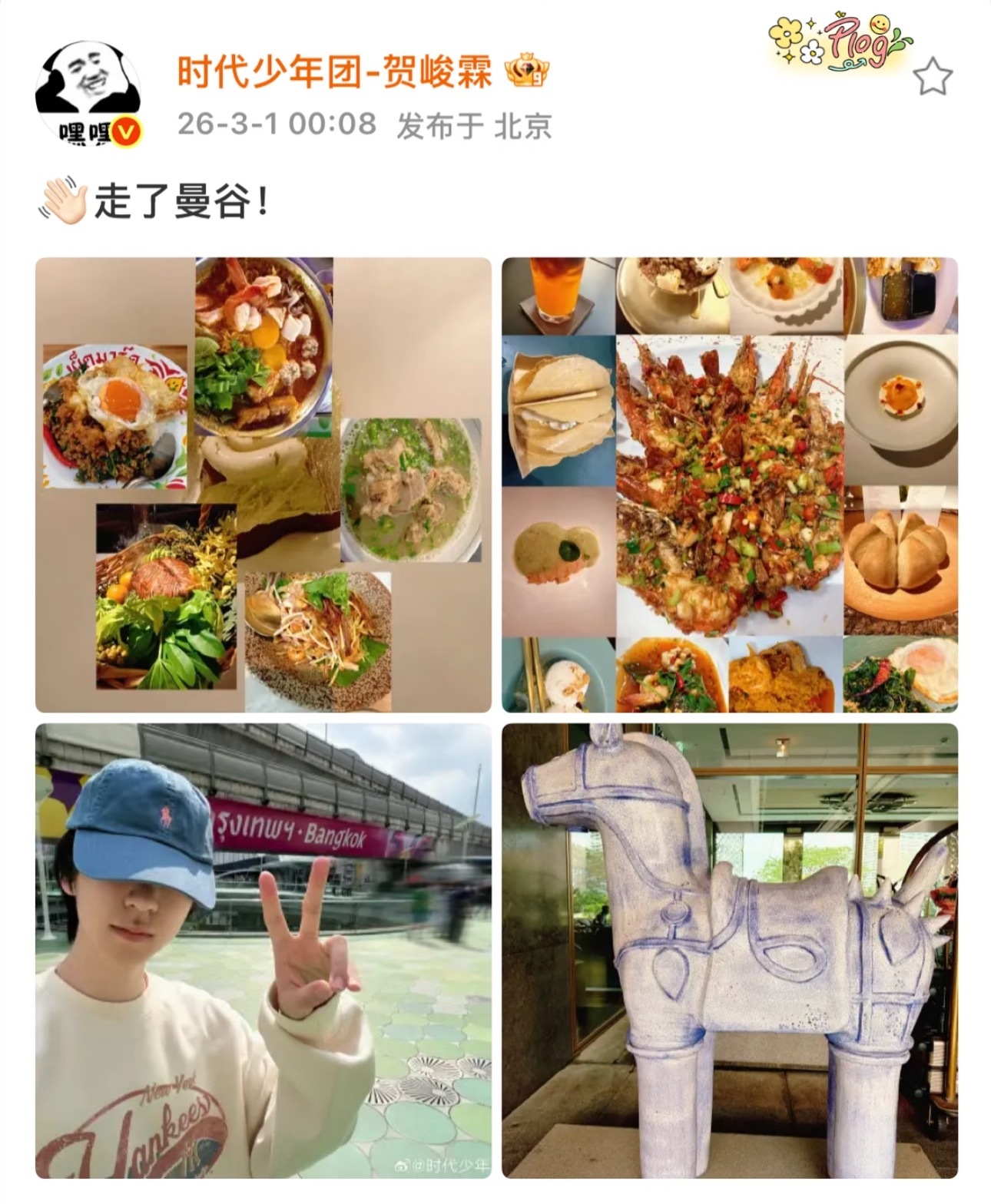 贺峻霖曼谷plog少年携家人漫步曼谷，阳光与温柔撞个满怀。每一帧plog都藏着松