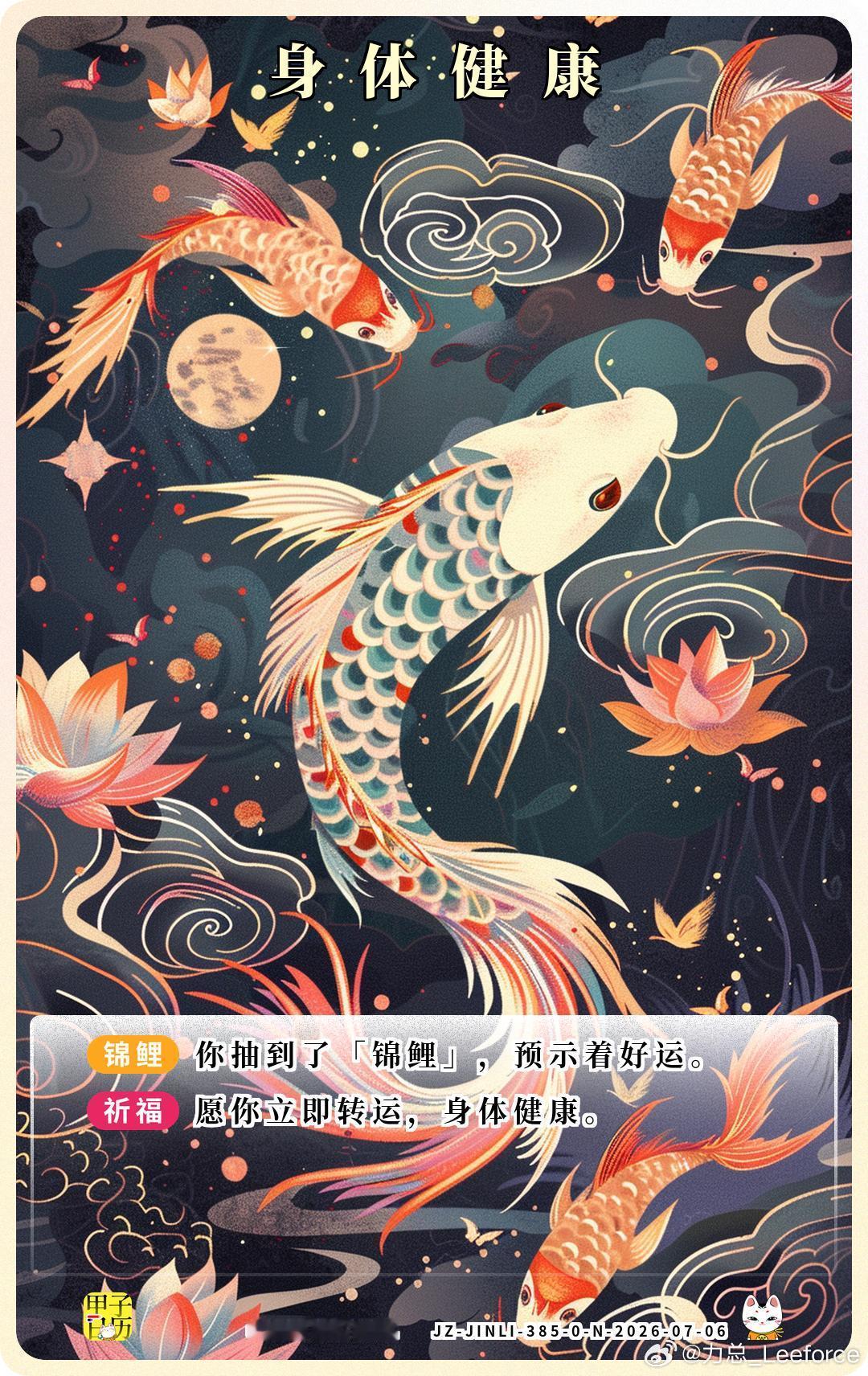 锦鲤 愿你立即转运，身体健康。 