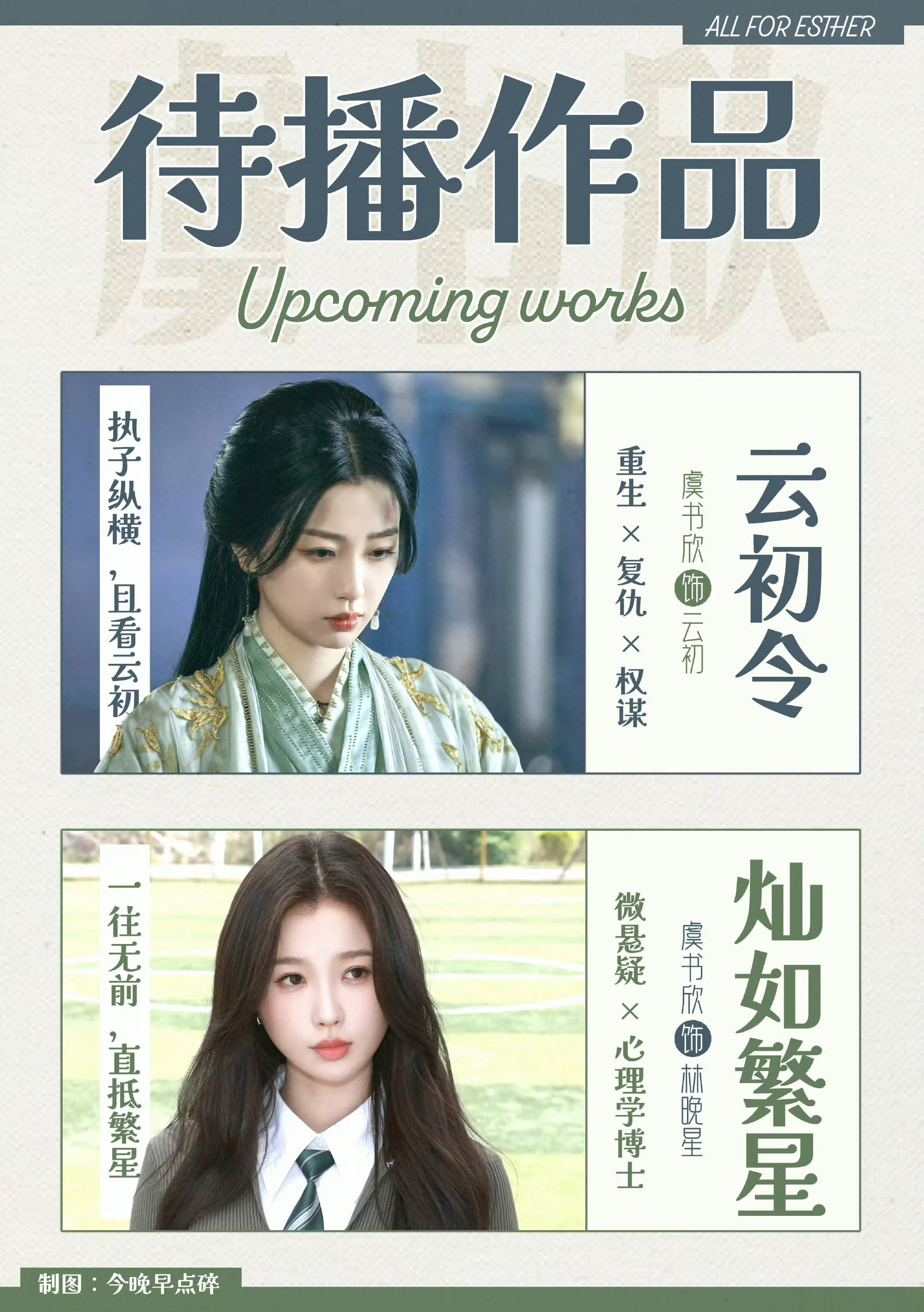 我已经迫不及待想看虞书欣的《灿如繁星》和《云初令》了爱奇艺420招商片单