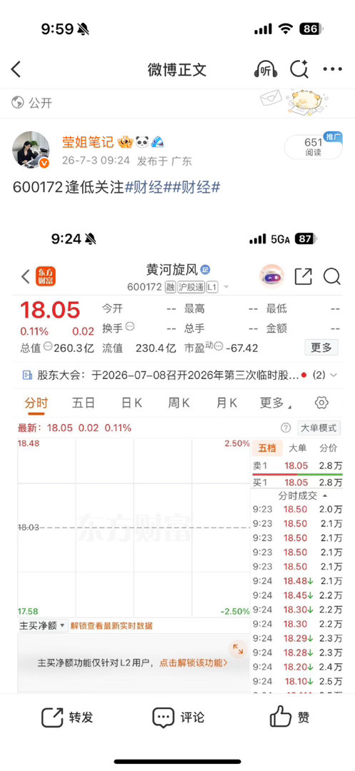 家人姐妹们，黄河这一波爽爽，实力无需多言兄弟姐妹们有目共睹 财经a股