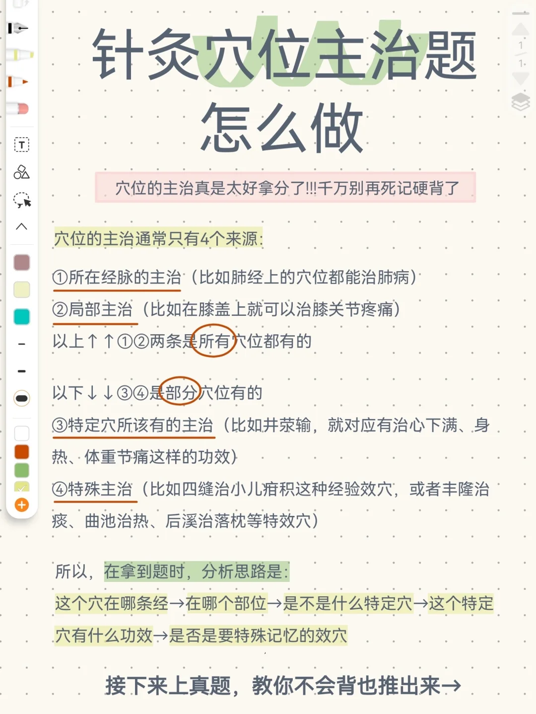 针灸穴位主治题怎么做❓