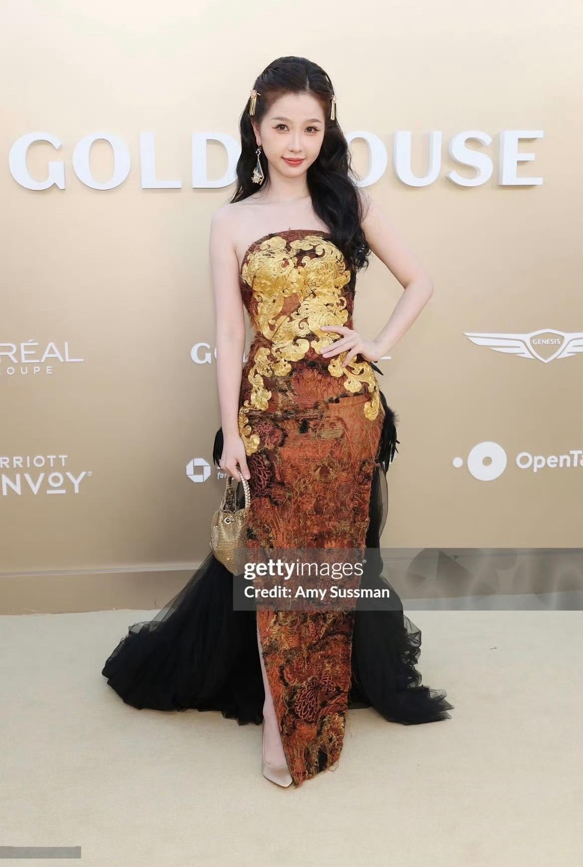 虞书欣洛杉矶GoldGala红毯生图虞书欣LA虞书欣非遗高定