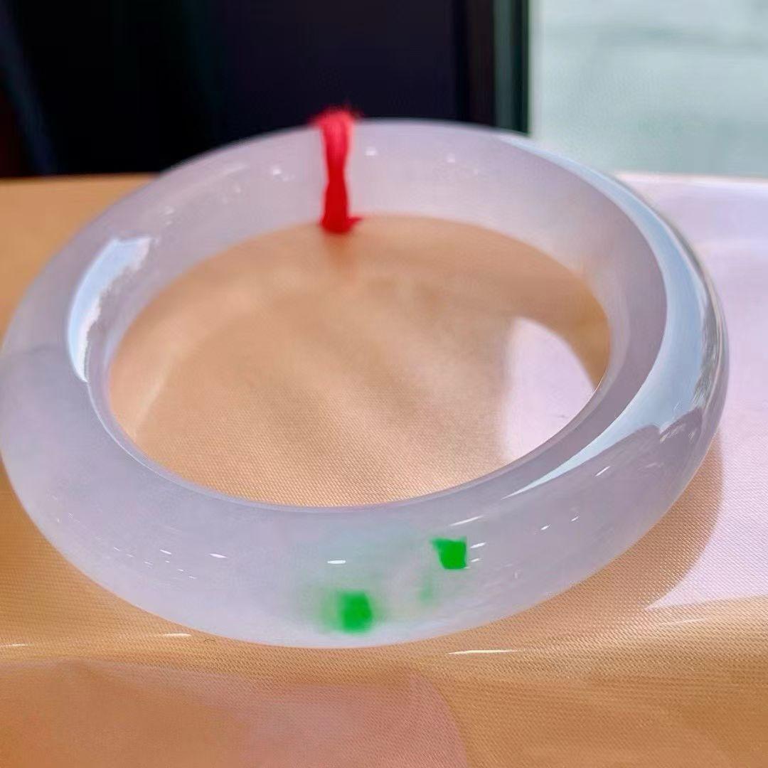 冰春彩圆条手镯，色彩艳丽，完美小六价，圈口54.5*11.8*11.8mm对庄询