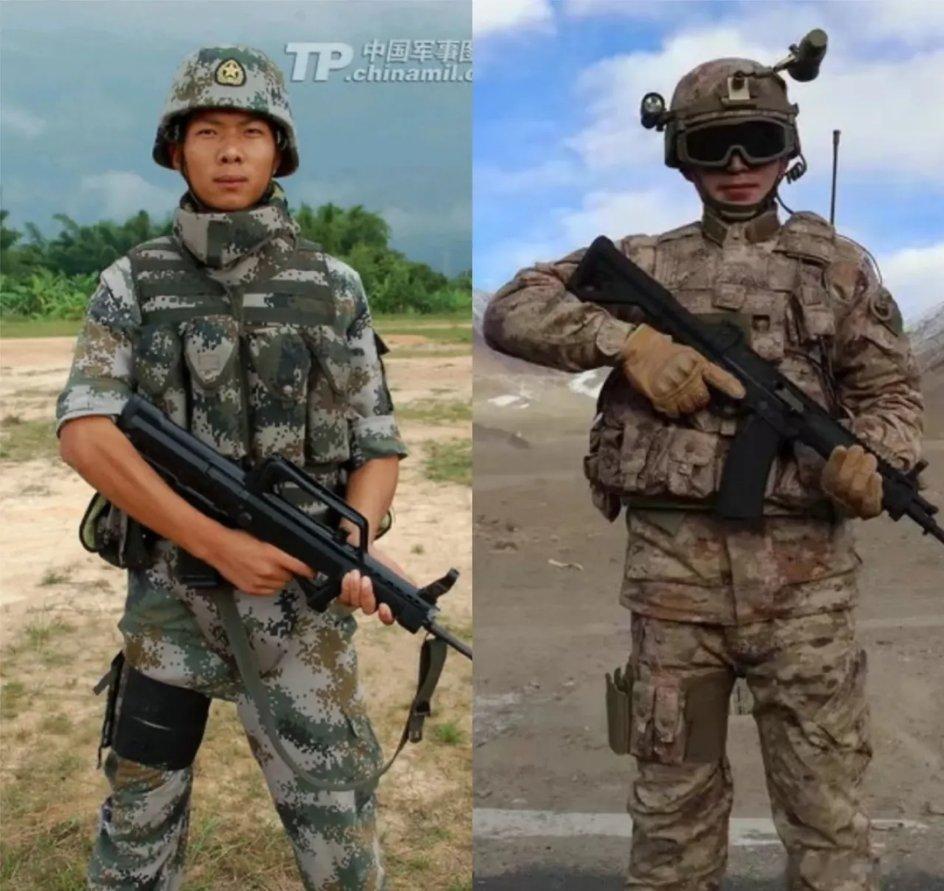 左：2014解放军单兵装备右：2023解放军单兵装备 ​​​