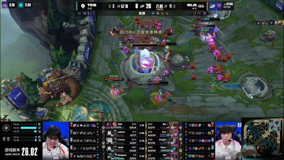 BLG对战TES 根本没有还手之力啊TES哥打得太乱了，大招各放各的TOP_ES