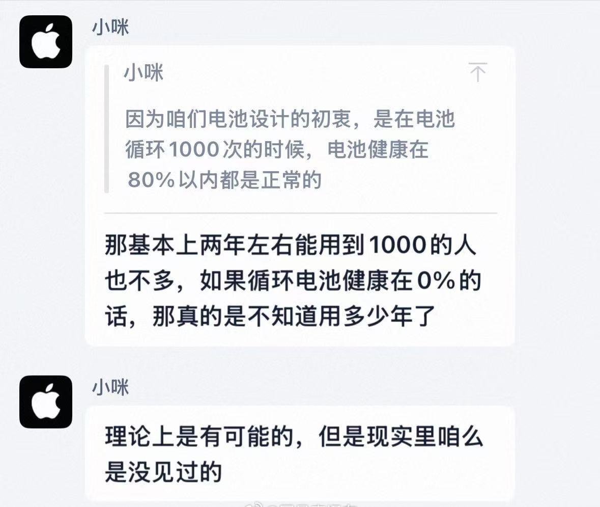 这个回应很逗很真实。都说很少见到的啦。 

2年用到1000次循环，也就差不多一