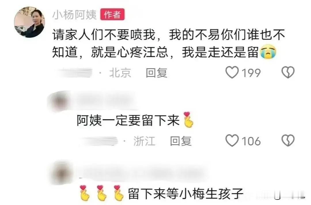 大S和汪小菲之间的闹剧，损失最大的可能是大S家曾经的保姆小杨阿姨吧？
小杨阿姨背