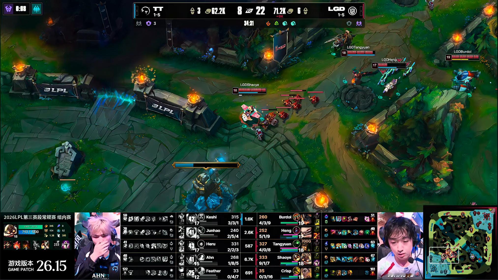 LGD 1-0 TT刘神对线到反蹲到开团！神了！LGD稳定控龙！但是！领先八千送