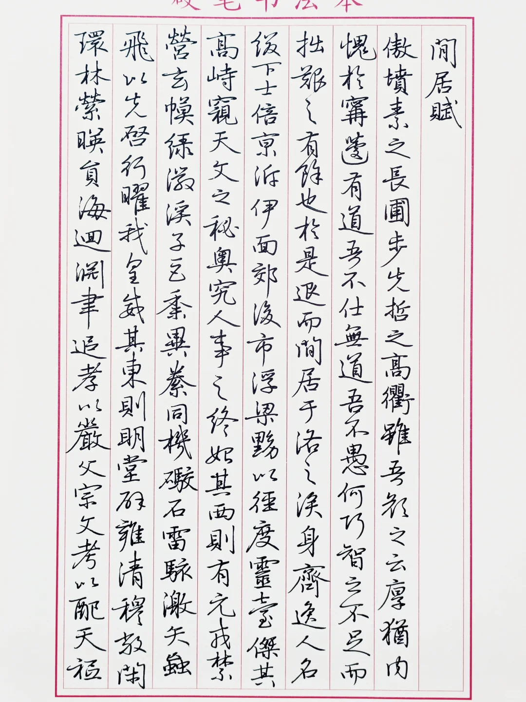 硬笔临赵孟頫《闲居赋》1