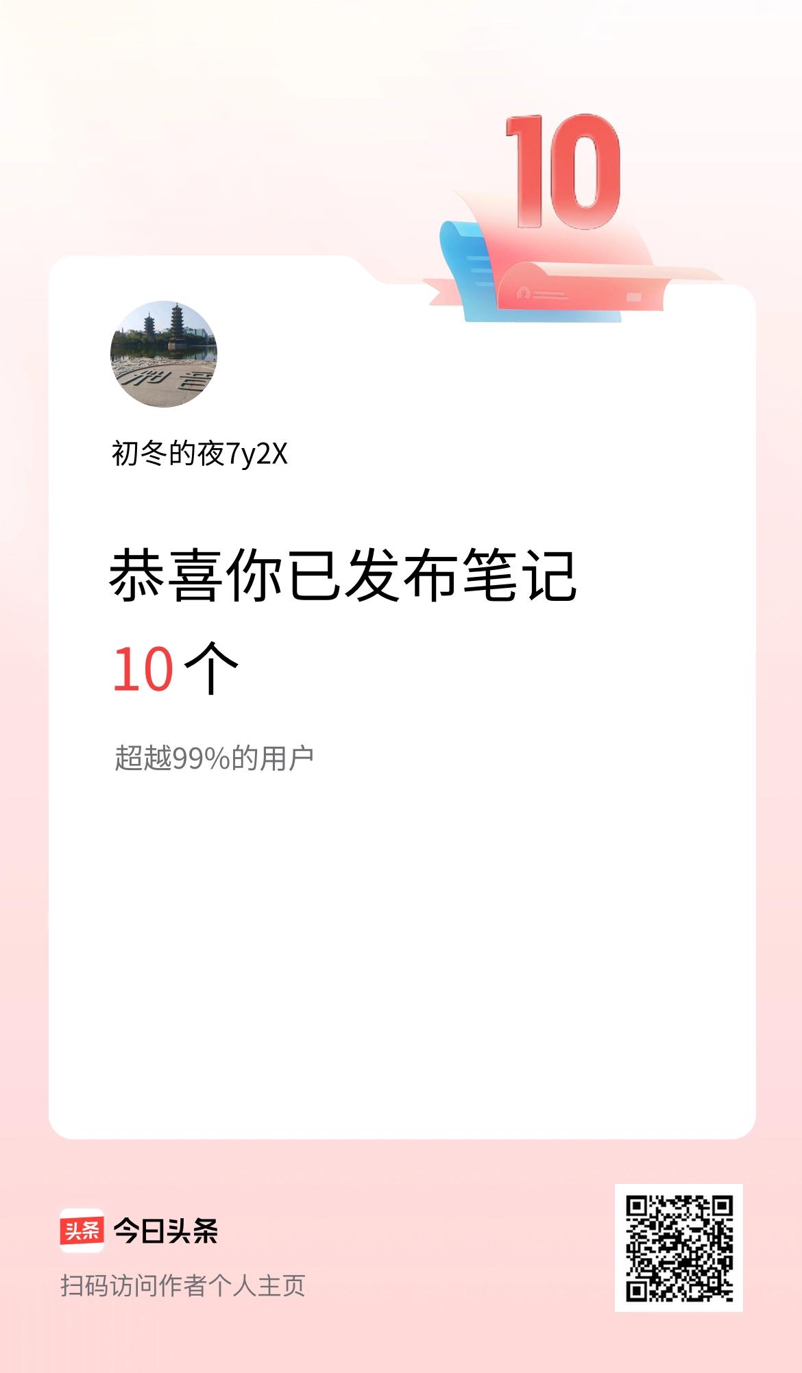 我在头条累计投稿笔记10个