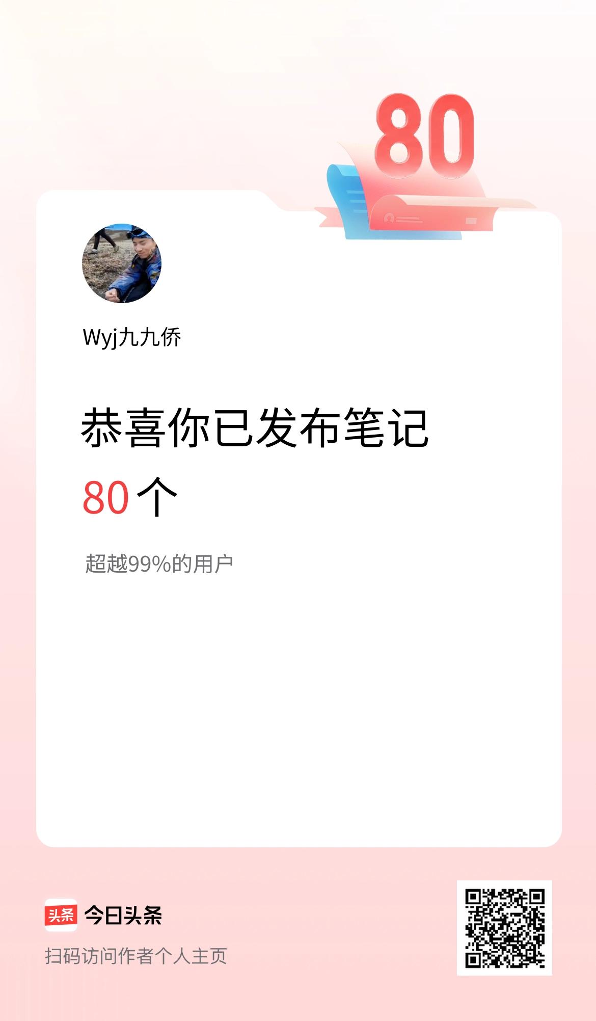 我在头条累计投稿笔记80个