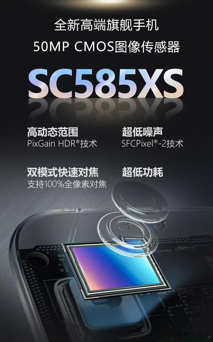 100%纯国产 思特威SC585XS，或将搭载在旗舰上！1/1.28，纯国产技术
