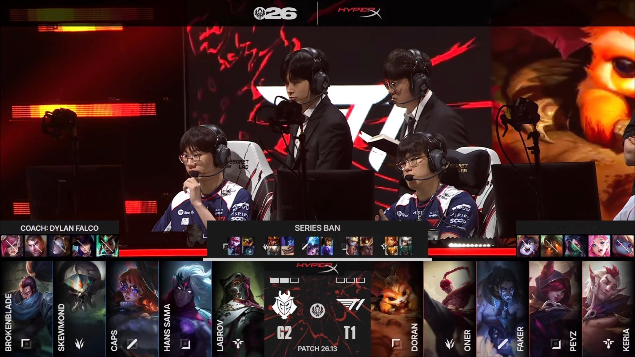 【2026MSI 】 GAME 03 vs G2第三局BP如下T1T1LOL