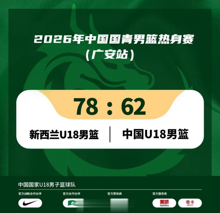 4人得分上双！中国国青热身赛中国U18男篮78-62战胜新西兰！