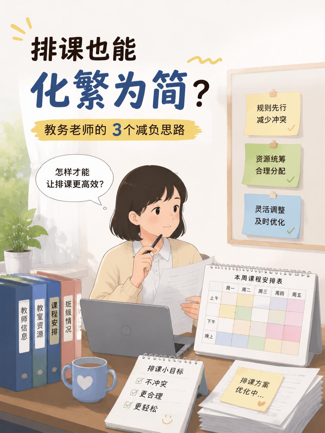 同事休产假，她的课要分给别人顶，这一排就是一学期。
我盯着表发愁。
她带两个班主