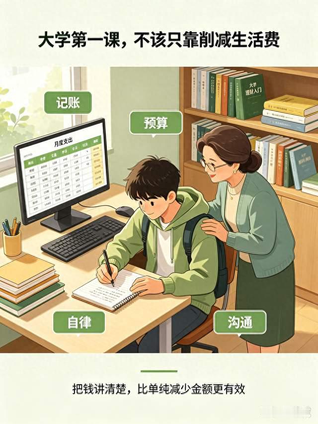 标题：生活费从4000降到2000大一母子引热议，教育方式惹网友争论
