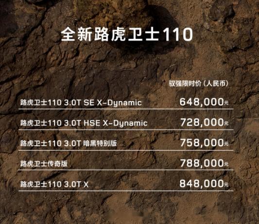 路虎卫士推出限时价格：72.8万元8月10日消息，捷豹路虎宣布，2026年8月1