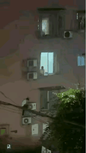 这应该是一个真实发生的故事，被别人偷偷的拍下来了，令人不解的是，为什么偏偏要走窗