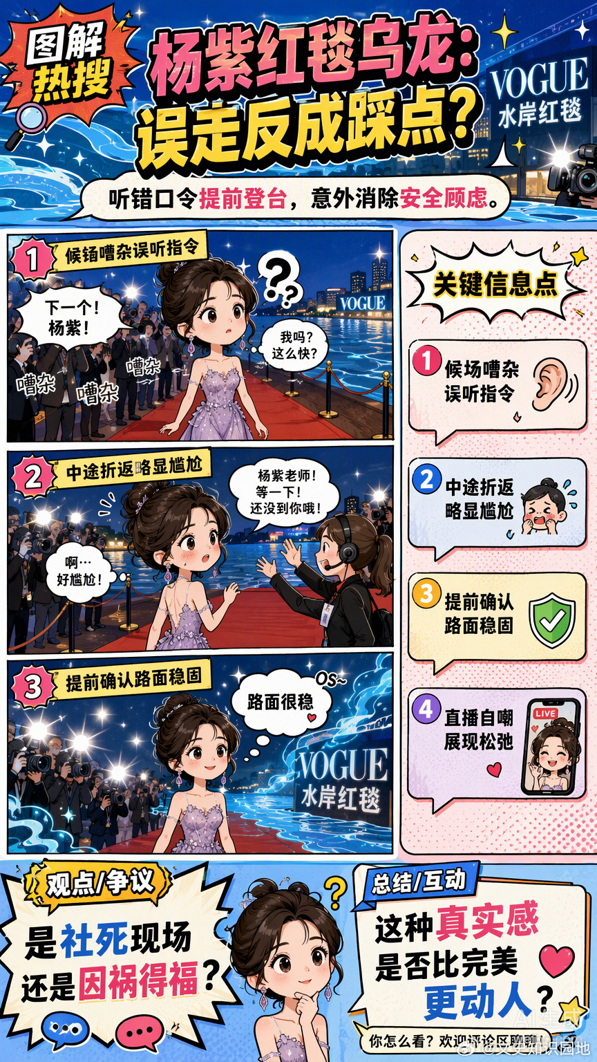 在红毯这种连呼吸节奏都要被镜头放大的场合，听错口令提前登台简直是大型社死现场。但