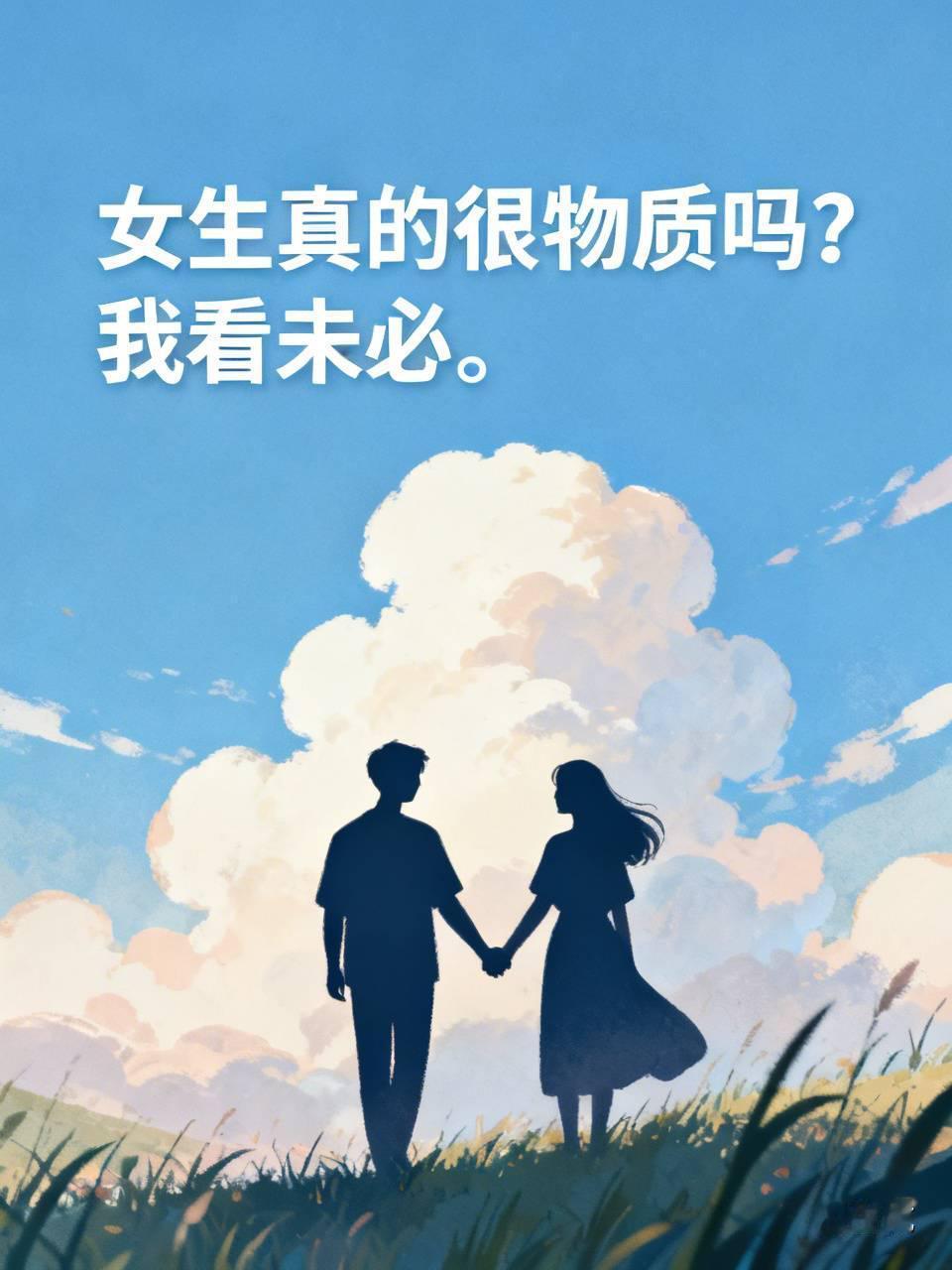 女生真的很物质吗？我看未必。
我有个女性朋友，她和男朋友在一起时，从不要求对方买