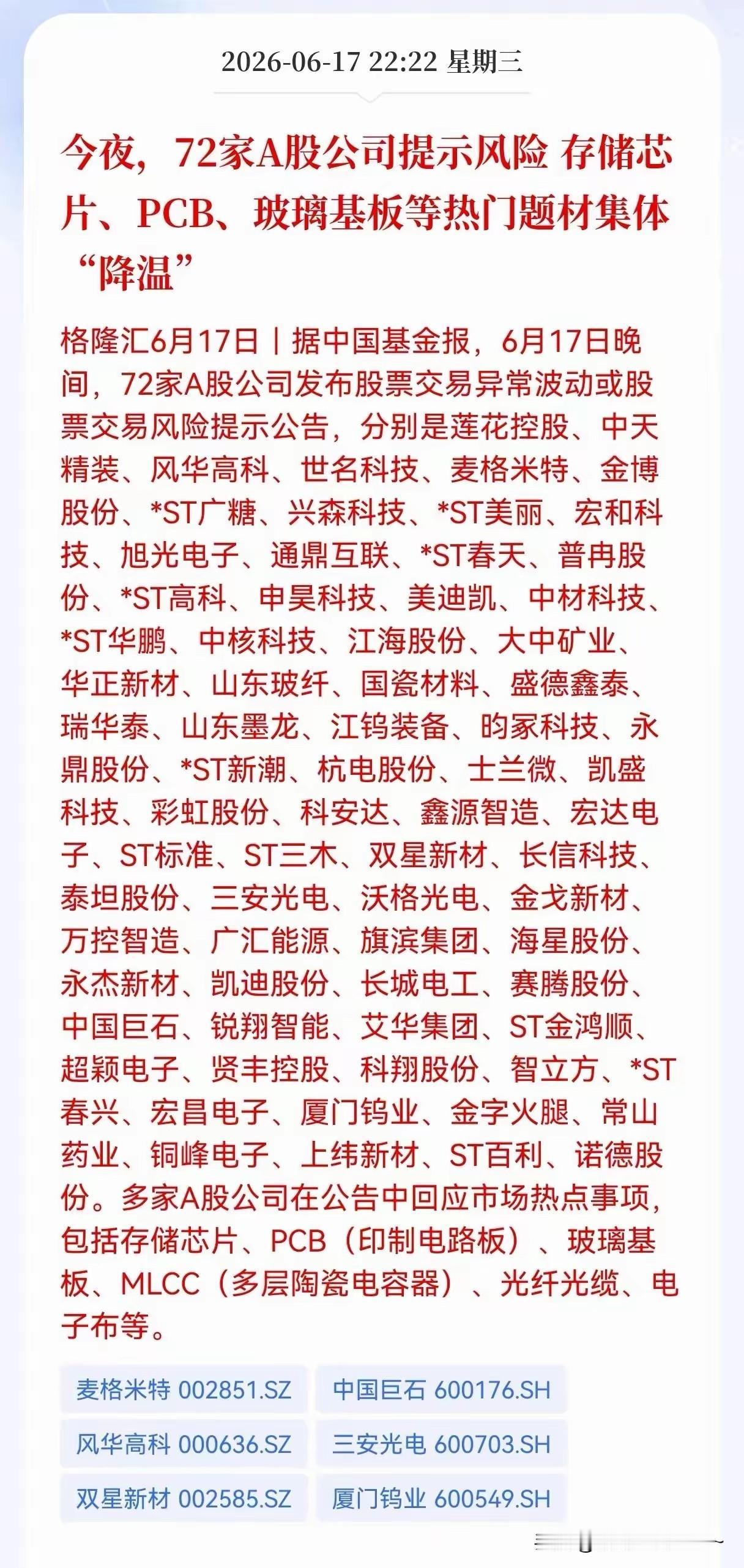 一大早，我就看到了利空啊，不知道大家怎么看啊？其实昨天的利空不小，也不光是72家