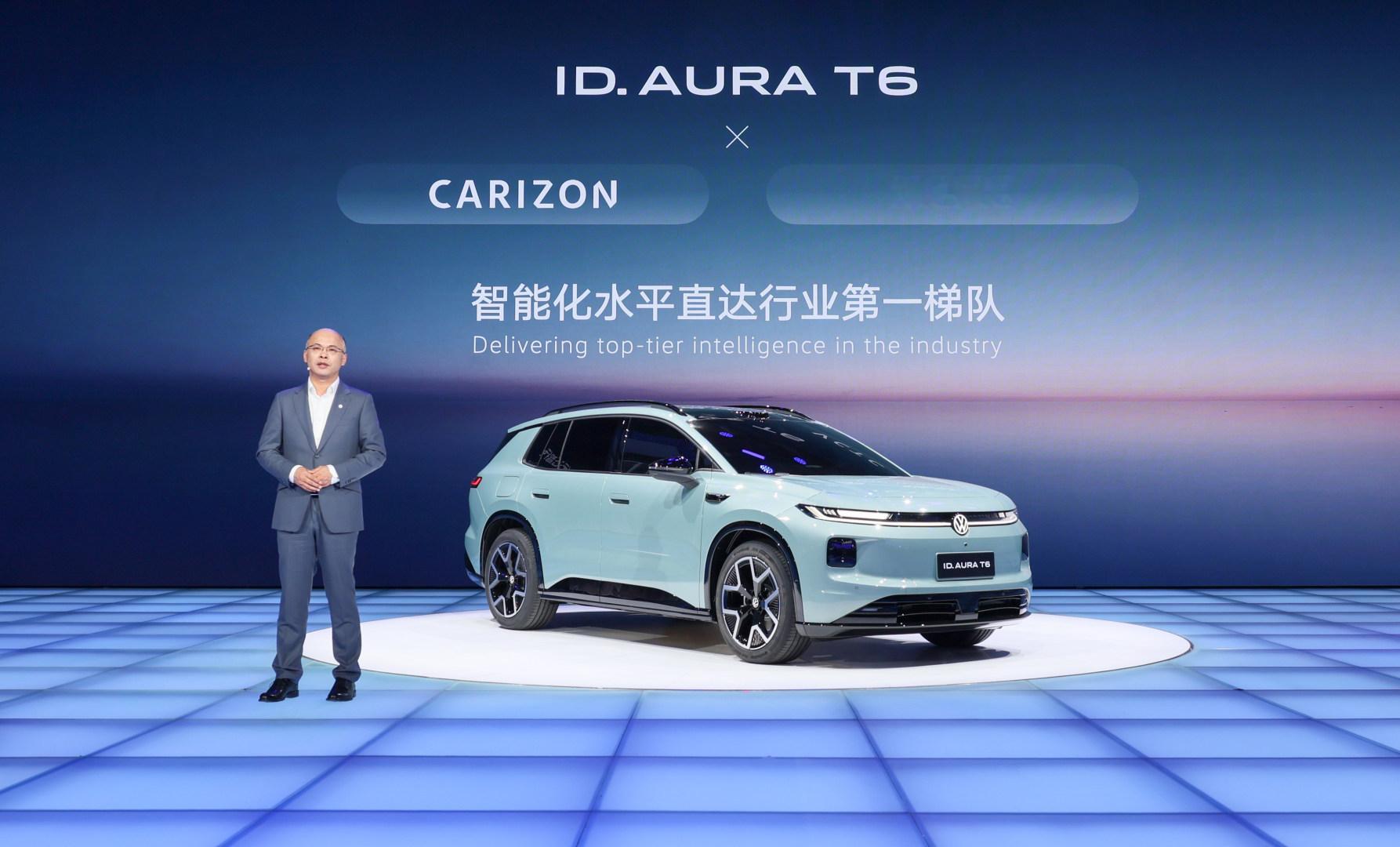 大众的新能源阵营越来越大了，展台上几乎全是新能源车，尤其是一汽-大众新能源也拓展