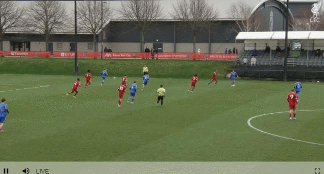 利物浦青训 拉姆塞失误，纳洛送点，U21上半场在科克比0-1落后，英格索普父子陪
