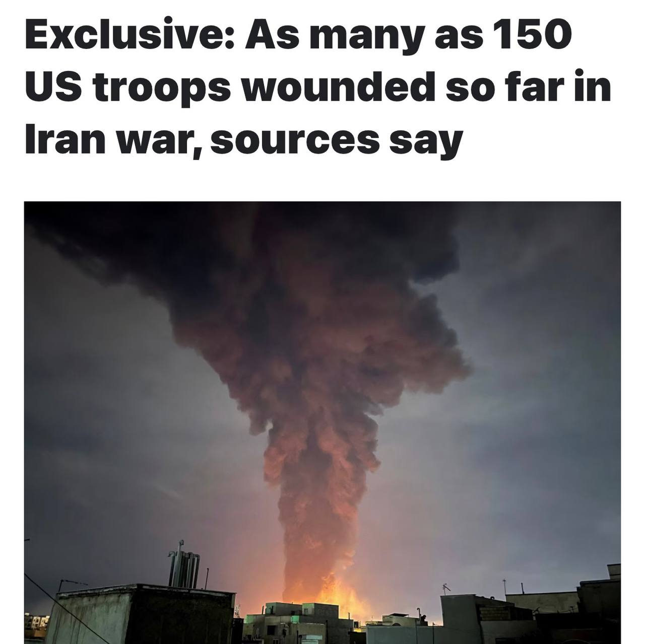 据路透社报道，两名知情人士周二透露，迄今已有约150名美军士兵在与伊朗的战争中受