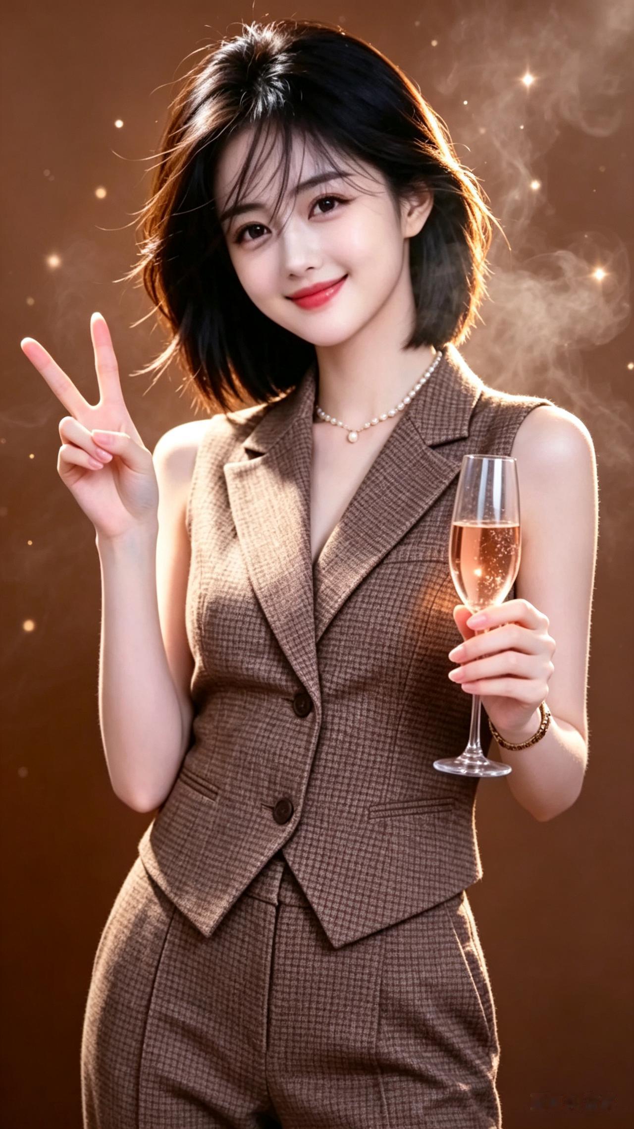 优雅女郎，举杯畅饮，尽享美好时光！