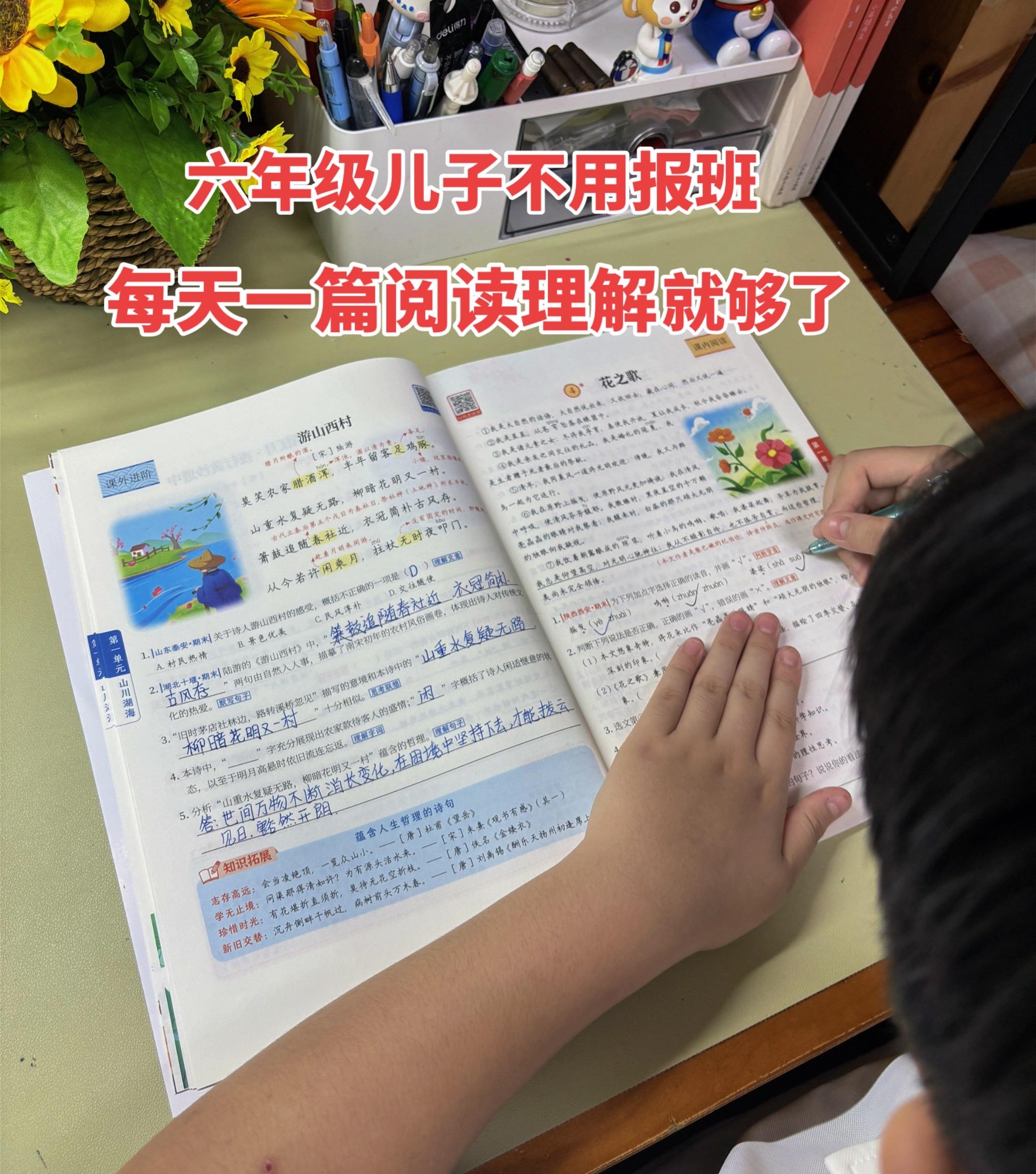 阅读理解专项训练，每日一练，课内阅读➕。课外阅读，逐步提升阅读理解能力