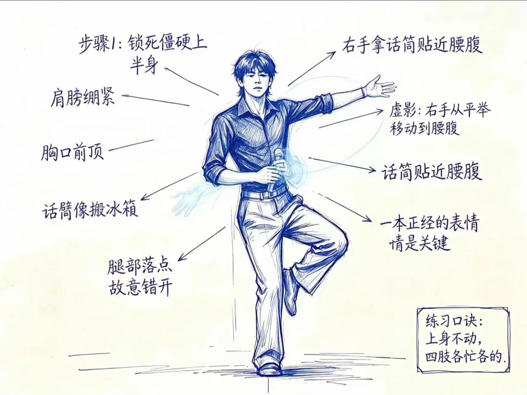 野子舞步跟练🈶！🫪☝️王赫野拿麦克风顶伴舞腰的原因王赫野怕摸到伴舞的腰冒犯不