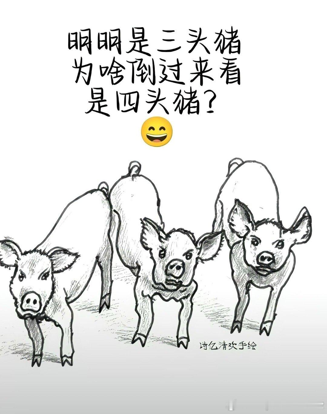 你们知道为什么倒过来是四头🐷嘞嘛！你们试试！[阴险][阴险]  ​​​