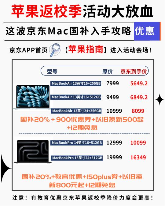 学生党必看⬇ 京东返校季Mac全系价格汇总🔥