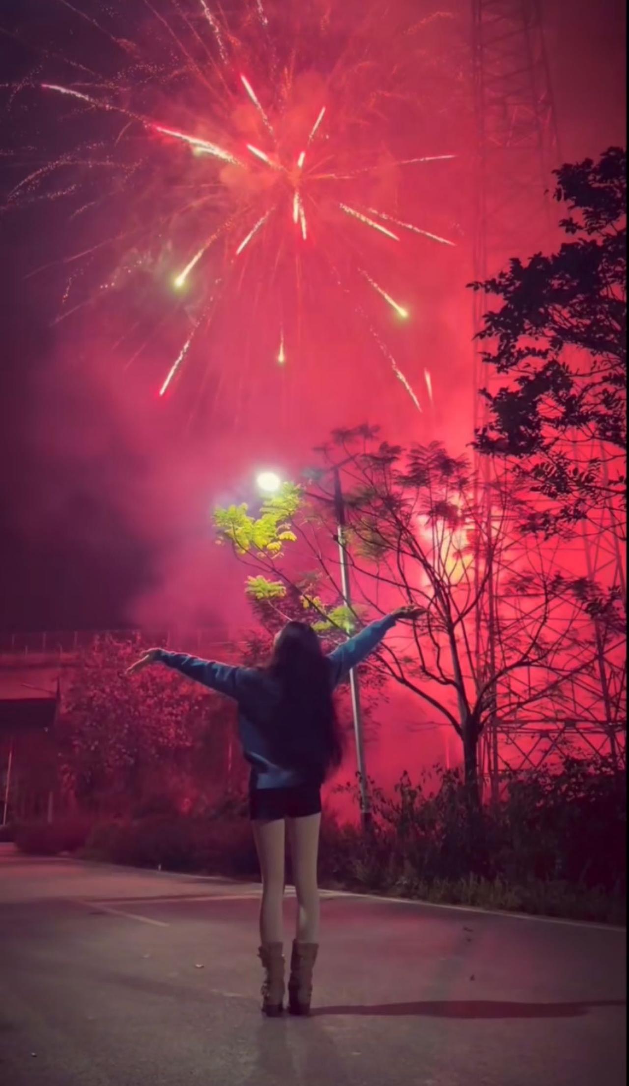 烟花美还是人美？
你喜欢看烟花还是我？
孤单的夜只有漫天花火，
唯独没有你。有人